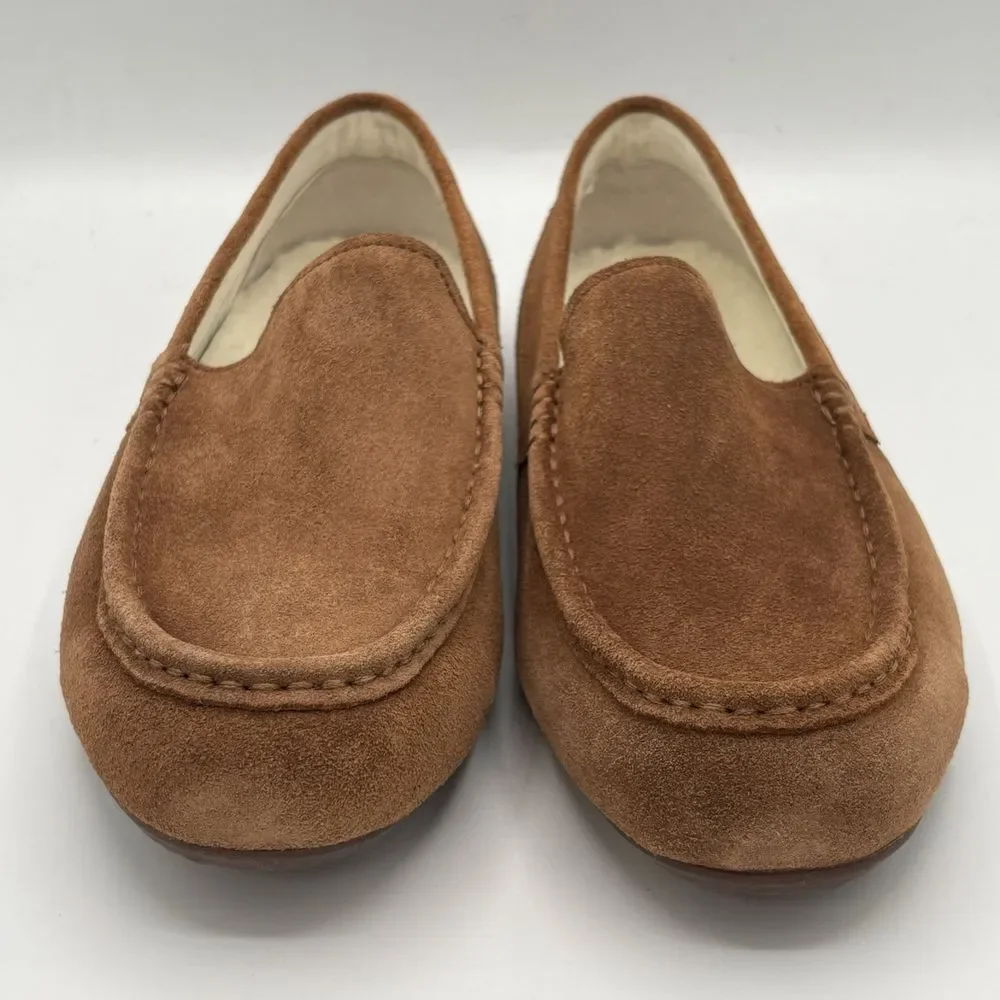 Vionic‎ Tompkin Suede Driving Loafer Shoe Slipper Men's 8 Brown Sherpa Insole